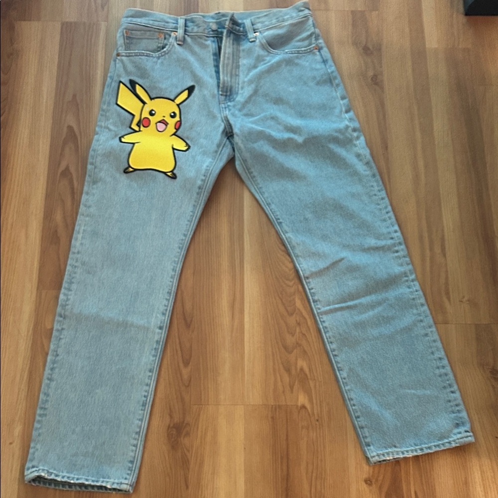 Levi's Light Blue Jeans with Pikachu Design
